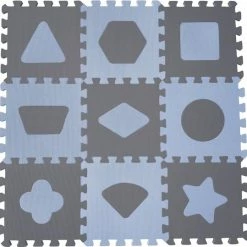 BabyDan Speelkleed Speelmat Foam Vormen Geometric Shapes Blauw 90 X 90 Cm