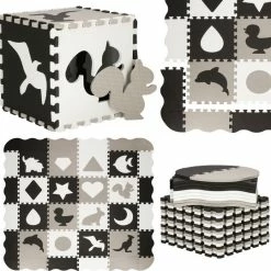 Springos Speelmat | Speelmat Foam | Puzzelmat | Figuren | 16 Puzzelstukken | 150 X 150 Cm | Zwart/Wit/Grijs -Exporteren speelkleden winkel 550x539 6