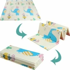 Merkloos SCHEFMAN® Baby Speelmat – Dubbelzijdig Speelkleed – Opvouwbaar – Foam – Antislip En Waterafstotend - 180x160x1 Cm - Bos Dieren En Track Park -Exporteren speelkleden winkel 550x540 10
