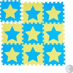 Relaxdays Speelmat Foam Sterren - Puzzelmat - Kinderen - Speelkleed - Vloermat Eva Schuim - Blauw-geel
