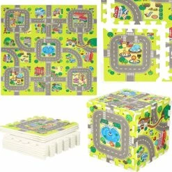 Springos Speelmat | Speelmat Foam | Puzzelmat | Verkeersmat | 9 Puzzelstukken