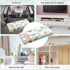 Merkloos SCHEFMAN® Baby Speelmat – Dubbelzijdig Speelkleed – Opvouwbaar – Foam – Antislip En Waterafstotend - 180x160x1 Cm - Bos Dieren En Track Park -Exporteren speelkleden winkel 550x544 12