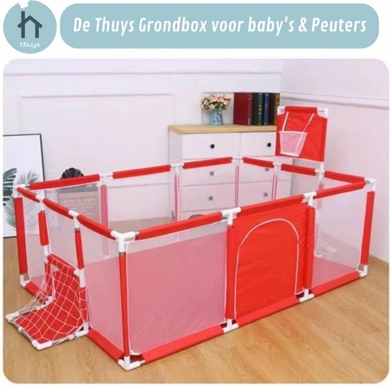 Thuys Grondbox - Speelkleed Baby & Peuter - Met Basket & Voetbalgoal - 188x124x66 Rood 3 Thuys Grondbox - Speelkleed Baby & Peuter - Met Basket & Voetbalgoal - 188x124x66 Rood