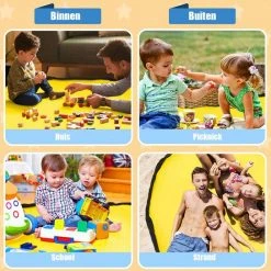 Reayou - Opbergkleed - Speelgoed Organizer - Speelmat Voor Kinderen - Lego Opbergzak - 2-in-1 Speelkleed En Opbergzak - Opbergmand -Grijs + Geel -Exporteren speelkleden winkel 550x544 2