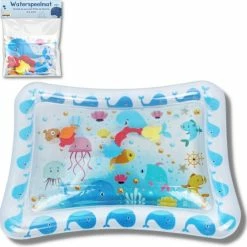 Mamboe Waterspeelmat Wit/Blauw | 70 X 50 Cm | Watermat Baby | Waterspeelgoed | Speelmat | Speelkleed Baby Opblaasbaar | Tummy Time | Kraamcadeau