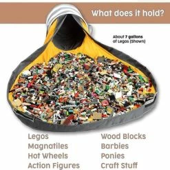 Merkloos 2 In 1 Speelgoed Opberg Kleed - Speelzak - Opvouwbare Speelgoed Zak - Rond - Blauw - Speelmat - Speelgoedkleed - Speelgoed Organizer -