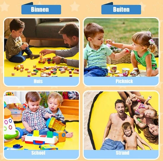 Reayou - Opbergkleed - Speelgoed Organizer - Speelmat Voor Kinderen - Lego Opbergzak - 2-in-1 Speelkleed En Opbergzak - Opbergmand - Grijs + Blauw 4 Reayou - Opbergkleed - Speelgoed Organizer - Speelmat Voor Kinderen - Lego Opbergzak - 2-in-1 Speelkleed En Opbergzak - Opbergmand - Grijs + Blauw - Afbeelding 2