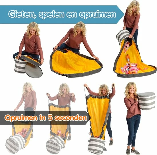 Allerion® Allerion Speelgoed Opbergdoos – Speelkleed – Voor Binnen En Buiten – Grijs En Geel – 150cm X 150cm - Inclusief Handvaten 12 Allerion® Allerion Speelgoed Opbergdoos – Speelkleed – Voor Binnen En Buiten – Grijs En Geel – 150cm X 150cm - Inclusief Handvaten - Afbeelding 10