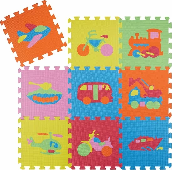 Relaxdays Speelmat 90 X 90 Cm - Puzzelmat EVA Schuim - Speelkleed - Speeltapijt BPA-vrij Voertuigen 3 Relaxdays Speelmat 90 X 90 Cm - Puzzelmat EVA Schuim - Speelkleed - Speeltapijt BPA-vrij Voertuigen