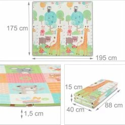 Relaxdays Speelmat Dieren - 195 X 175 Cm - Kindermat - Kruipmat - Opvouwbaar - Kleurrijk -Exporteren speelkleden winkel 550x546 26