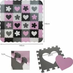 Iso Trade Speelmat - Puzzelmat - 36 Delig - Foam - XXL - Met Randen - Opzetrand - Speelbox - Roze / Grijs / Zwart / Wit - Voor Kinderen - Leerzaam - Grond Puzzel - Kerst / Sinterklaas Cadeau -Exporteren speelkleden winkel 550x546 4