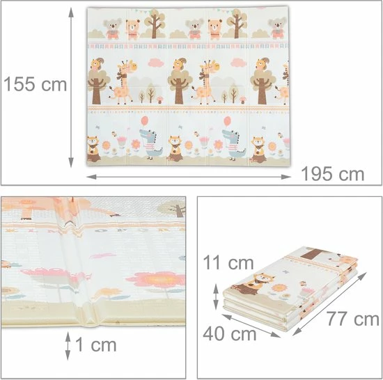 Relaxdays Speelmat Dieren - Kindermat - Opvouwbaar - Kruipmat - 195x155 - Afwasbaar - Foam 12 Relaxdays Speelmat Dieren - Kindermat - Opvouwbaar - Kruipmat - 195x155 - Afwasbaar - Foam - Afbeelding 10