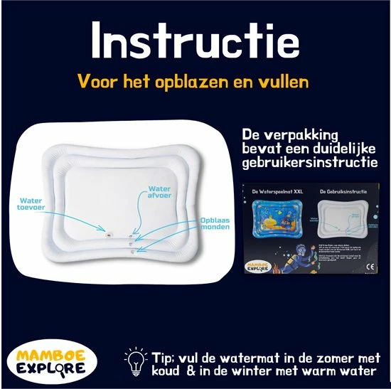 Mamboe Waterspeelmat XXL | 100 X 80 Cm | Watermat Baby | Dylan De Duiker | Speelmat | Speelkleed Baby Opblaasbaar | Tummy Time | Kraamcadeau 7 Mamboe Waterspeelmat XXL | 100 X 80 Cm | Watermat Baby | Dylan De Duiker | Speelmat | Speelkleed Baby Opblaasbaar | Tummy Time | Kraamcadeau - Afbeelding 5