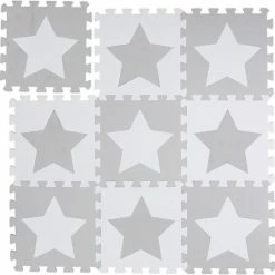 Relaxdays Speelmat Foam Sterren - Puzzelmat - Kinderen - Speelkleed - Vloermat Eva Schuim - Wit-grijs