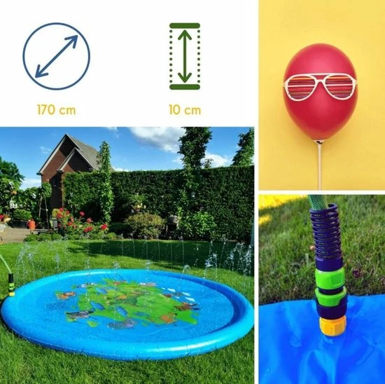 Catshi Outdoor Water Fontein | Speelmat Voor Kinderen | 170 CM | Jungle Dino | Zwembad | Sproeier 5 Catshi Outdoor Water Fontein | Speelmat Voor Kinderen | 170 CM | Jungle Dino | Zwembad | Sproeier - Afbeelding 3