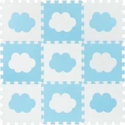 Relaxdays 18-delige Speelmat Foam - Wolk - Speeltegels - Puzzelmat - Puzzeltegels Kinderen - Wit-blauw -Exporteren speelkleden winkel 550x548 19