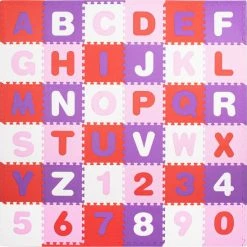 Springos Speelmat | Speelmat Foam | Puzzelmat | 36 Stukken | Letters & Cijfers | 175 X 175 Cm | Roze/Rood/Paars/Wit -Exporteren speelkleden winkel 550x548 22