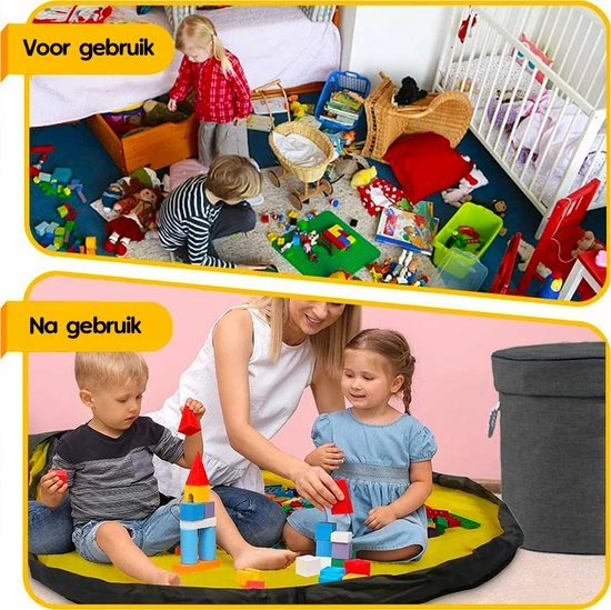 Allerion® Allerion Speelgoed Opbergdoos – Speelkleed – Voor Binnen En Buiten – Grijs En Geel – 150cm X 150cm - Inclusief Handvaten 8 Allerion® Allerion Speelgoed Opbergdoos – Speelkleed – Voor Binnen En Buiten – Grijs En Geel – 150cm X 150cm - Inclusief Handvaten - Afbeelding 6