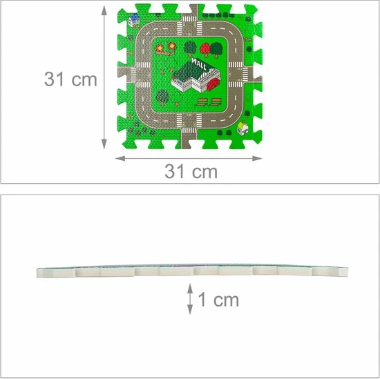 Relaxdays Speelmat Verkeer - Puzzelmat - Verkeerskleed - Speeltegels - Zacht - Kruipmat 7 Relaxdays Speelmat Verkeer - Puzzelmat - Verkeerskleed - Speeltegels - Zacht - Kruipmat - Afbeelding 5