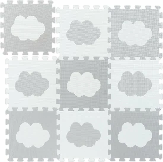 Relaxdays 18-delige Speelmat Foam - Wolk - Speeltegels - Puzzelmat - Puzzeltegels Kinderen - Wit-grijs 3 Relaxdays 18-delige Speelmat Foam - Wolk - Speeltegels - Puzzelmat - Puzzeltegels Kinderen - Wit-grijs