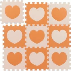 Relaxdays Speelmat Foam - Hart - Zachte Puzzelmat - Speeltegels Kinderkamer - Kinderen - Oranje-geel