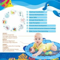 Jeteven Baby Water Speelkleden - Water Speelmat - Watermat Voor Baby's -BPA-vrij - Opblaasbaar Waterspeelgoed - Babygym Speelmat - Voor Baby Sensorische Ontwikkeling - Blauw -Exporteren speelkleden winkel 550x550 1005