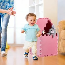 Relaxdays 25-delige Speelmat Met Rand - Puzzelmat Kinderkamer - Speeltegels - Vloerpuzzel - Roze -Exporteren speelkleden winkel 550x550 1045