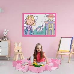 Relaxdays 25-delige Speelmat Met Rand - Puzzelmat Kinderkamer - Speeltegels - Vloerpuzzel - Roze -Exporteren speelkleden winkel 550x550 1048