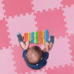 Relaxdays 25-delige Speelmat Met Rand - Puzzelmat Kinderkamer - Speeltegels - Vloerpuzzel - Roze -Exporteren speelkleden winkel 550x550 1050