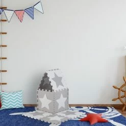 Relaxdays Speelmat Foam Sterren - Puzzelmat - Kinderen - Speelkleed - Vloermat Eva Schuim - Wit-grijs -Exporteren speelkleden winkel 550x550 1052