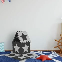 Relaxdays Speelmat Foam Sterren - Puzzelmat - Kinderen - Speelkleed - Vloermat Eva Schuim - Wit-grijs -Exporteren speelkleden winkel 550x550 1056