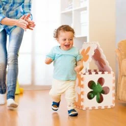 Relaxdays Speelmat Foam - Puzzelmat Baby- Puzzeltegels - Speeltegels Bloemen - Speelkleed - Wit-grijs -Exporteren speelkleden winkel 550x550 1110