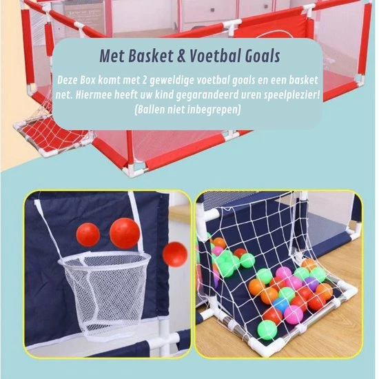 Thuys Grondbox - Speelkleed Baby & Peuter - Met Basket & Voetbalgoal - 188x124x66 Rood 8 Thuys Grondbox - Speelkleed Baby & Peuter - Met Basket & Voetbalgoal - 188x124x66 Rood - Afbeelding 6