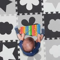 Relaxdays 34-delige Speelmat Met Rand - Puzzelmat Kinderkamer - Speeltegels - Vloerpuzzel - Grijs -Exporteren speelkleden winkel 550x550 1288