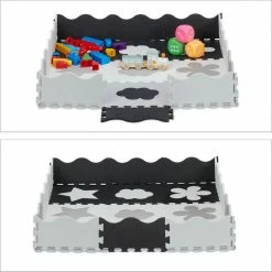 Relaxdays 34-delige Speelmat Met Rand - Puzzelmat Kinderkamer - Speeltegels - Vloerpuzzel - Grijs -Exporteren speelkleden winkel 550x550 1295
