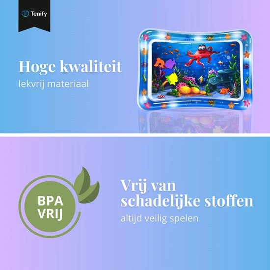 Tenify Waterspeelmat - Watermat - Speelkleed - Opblaasbaar - Tummy Time - Baby Speelgoed 0 Jaar - Kraamcadeau - Blauw 5 Tenify Waterspeelmat - Watermat - Speelkleed - Opblaasbaar - Tummy Time - Baby Speelgoed 0 Jaar - Kraamcadeau - Blauw - Afbeelding 3