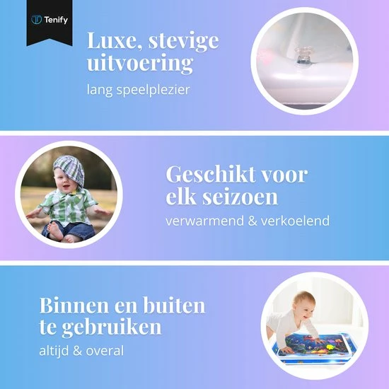 Tenify Waterspeelmat - Watermat - Speelkleed - Opblaasbaar - Tummy Time - Baby Speelgoed 0 Jaar - Kraamcadeau - Blauw 8 Tenify Waterspeelmat - Watermat - Speelkleed - Opblaasbaar - Tummy Time - Baby Speelgoed 0 Jaar - Kraamcadeau - Blauw - Afbeelding 6