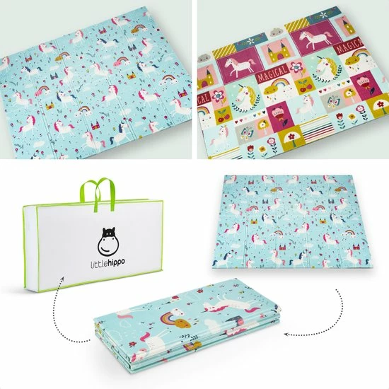 Little Hippo® Speelmat 200x180cm - Foam Speelkleed 'Unicorn' - Dubbelzijdige XXL - Kinder/Baby Speelmat - Opvouwbaar - Anti-slip 5 Little Hippo® Speelmat 200x180cm - Foam Speelkleed 'Unicorn' - Dubbelzijdige XXL - Kinder/Baby Speelmat - Opvouwbaar - Anti-slip - Afbeelding 3