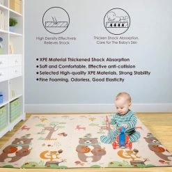 IKIDO Omkeerbare En Niet-toxische Dikke Opvouwbare Waterdichte Schuim Babyspeelmat Voor Kinderen Peuters Kinderen - Voor Jongen Of Meisje Kindkamer - Extra Groot Formaat 200x180x1,5cm -Exporteren speelkleden winkel 550x550 232