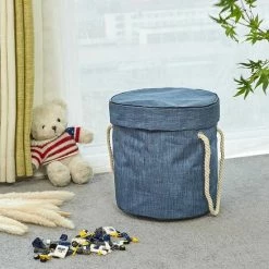 Merkloos TDR - 2 In 1 Speelkleed Opbergmand - Stevige Stof - Diameter Kleed 1,5 Meter - Blauw -Exporteren speelkleden winkel 550x550 277