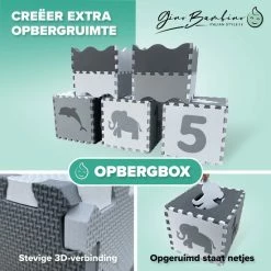 Gino Bambino Play+ Speelmat Foam - Binnen & Buiten – Speelmat Baby – Puzzelmat - XXL - 151x151x1.5cm – Zacht, Dik & Duurzaam – Opstaande Rand – Leuk & Educatief - Multifunctioneel – Combi Dieren & Cijfers - Geschikt Voor Alle Kinderen -Exporteren speelkleden winkel 550x550 300