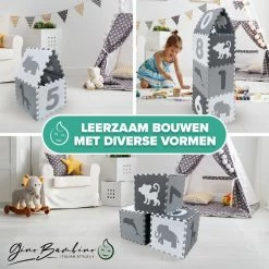 Gino Bambino Play+ Speelmat Foam - Binnen & Buiten – Speelmat Baby – Puzzelmat - XXL - 151x151x1.5cm – Zacht, Dik & Duurzaam – Opstaande Rand – Leuk & Educatief - Multifunctioneel – Combi Dieren & Cijfers - Geschikt Voor Alle Kinderen -Exporteren speelkleden winkel 550x550 301