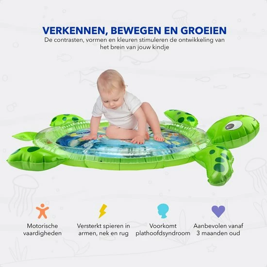 RX Goods Baby Opblaasbare Waterspeelmat Schildpad Speelgoed – Spelen Met Water - Speelkleed & Aquamat 4 RX Goods Baby Opblaasbare Waterspeelmat Schildpad Speelgoed – Spelen Met Water - Speelkleed & Aquamat - Afbeelding 2