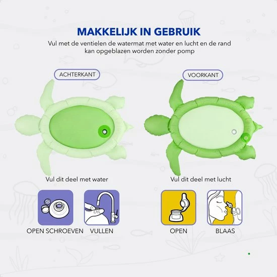 RX Goods Baby Opblaasbare Waterspeelmat Schildpad Speelgoed – Spelen Met Water - Speelkleed & Aquamat 9 RX Goods Baby Opblaasbare Waterspeelmat Schildpad Speelgoed – Spelen Met Water - Speelkleed & Aquamat - Afbeelding 7
