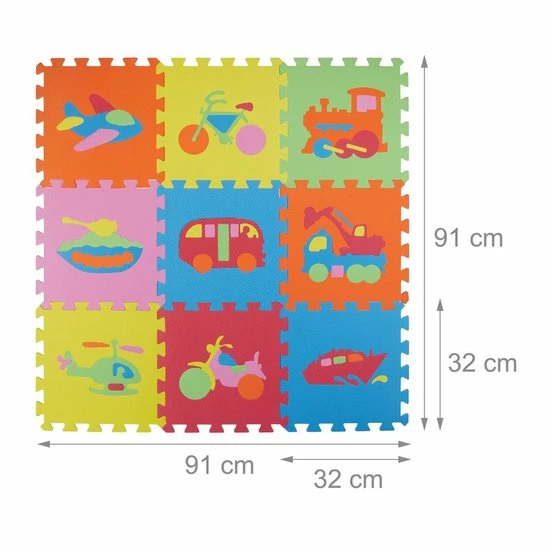 Relaxdays Speelmat 90 X 90 Cm - Puzzelmat EVA Schuim - Speelkleed - Speeltapijt BPA-vrij Voertuigen 7 Relaxdays Speelmat 90 X 90 Cm - Puzzelmat EVA Schuim - Speelkleed - Speeltapijt BPA-vrij Voertuigen - Afbeelding 5