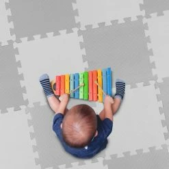 Relaxdays 36-delige Speelmat Foam - Puzzelmat Met Rand - Speeltegels - Puzzeltegels Baby - Grijs -Exporteren speelkleden winkel 550x550 458