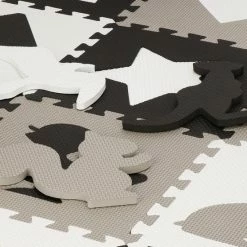 Springos Speelmat | Speelmat Foam | Puzzelmat | Figuren | 16 Puzzelstukken | 150 X 150 Cm | Zwart/Wit/Grijs -Exporteren speelkleden winkel 550x550 574
