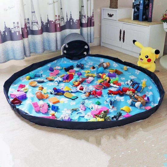 Reayou - Opbergkleed - Speelgoed Organizer - Speelmat Voor Kinderen - Lego Opbergzak - 2-in-1 Speelkleed En Opbergzak - Opbergmand - Grijs + Blauw 5 Reayou - Opbergkleed - Speelgoed Organizer - Speelmat Voor Kinderen - Lego Opbergzak - 2-in-1 Speelkleed En Opbergzak - Opbergmand - Grijs + Blauw - Afbeelding 3