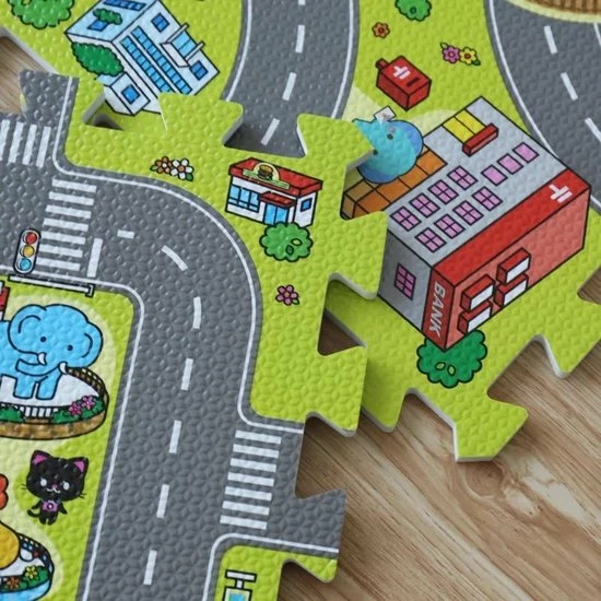 Buxibo Kinder Speelmat - Straten Puzzelmat - 9-delig Speel Kleed Met Wegen, Straten En Gebouwen - Educatief Speel Kleed Voor Baby/Peuters/Kinderen Vanaf 0 Jaar - 90x90 Cm 5 Buxibo Kinder Speelmat - Straten Puzzelmat - 9-delig Speel Kleed Met Wegen, Straten En Gebouwen - Educatief Speel Kleed Voor Baby/Peuters/Kinderen Vanaf 0 Jaar - 90x90 Cm - Afbeelding 3