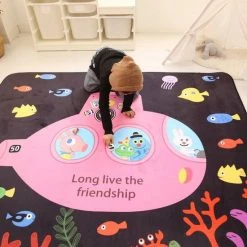 Merkloos Deluxe Flanel Speelkleed 150*200 Cm EXTRA DIK XXL - Groot Koude Weerstand Speelkleed - Speelmat Kinderen - - Kindervloerkleed - Kraamcadeau Babymat - Speelkleed Kinderen - Anti-val Speelmat - Speeltapijt - 50+ Design Speelkleden - Oceaan Exploratie